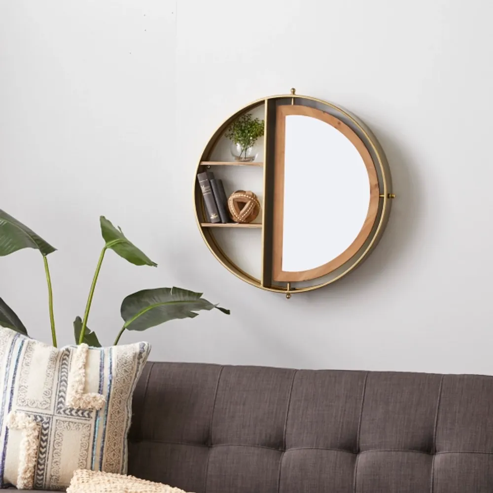 Kirkland's Golden Floating Shelf with HalfMoon Mirror Hamilton Place