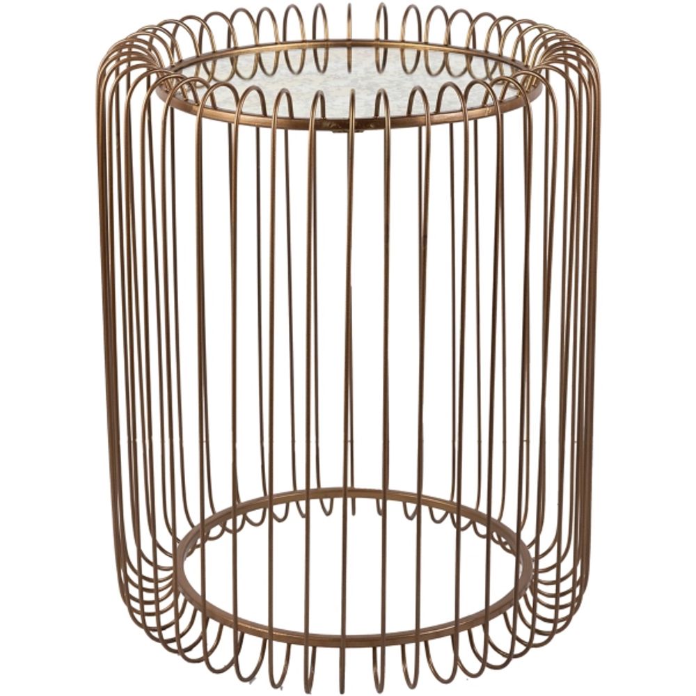 Kirkland's Gold Metal Cage Accent Table with Mirror Top ...