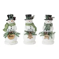 Kirklands Snowman Holding Pine Statues, Set of 3 | Hamilton Place