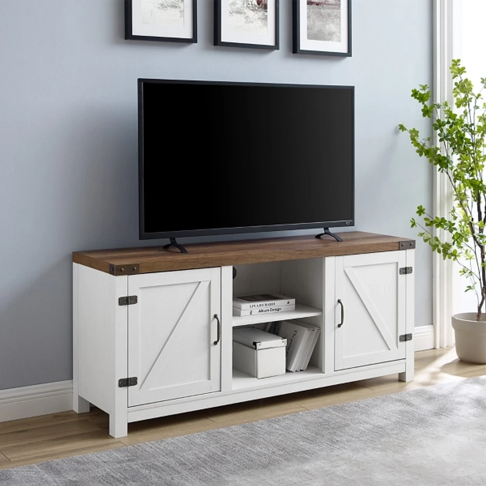 Kirklands Oak Farmhouse Double Door TV Stand Hamilton Place