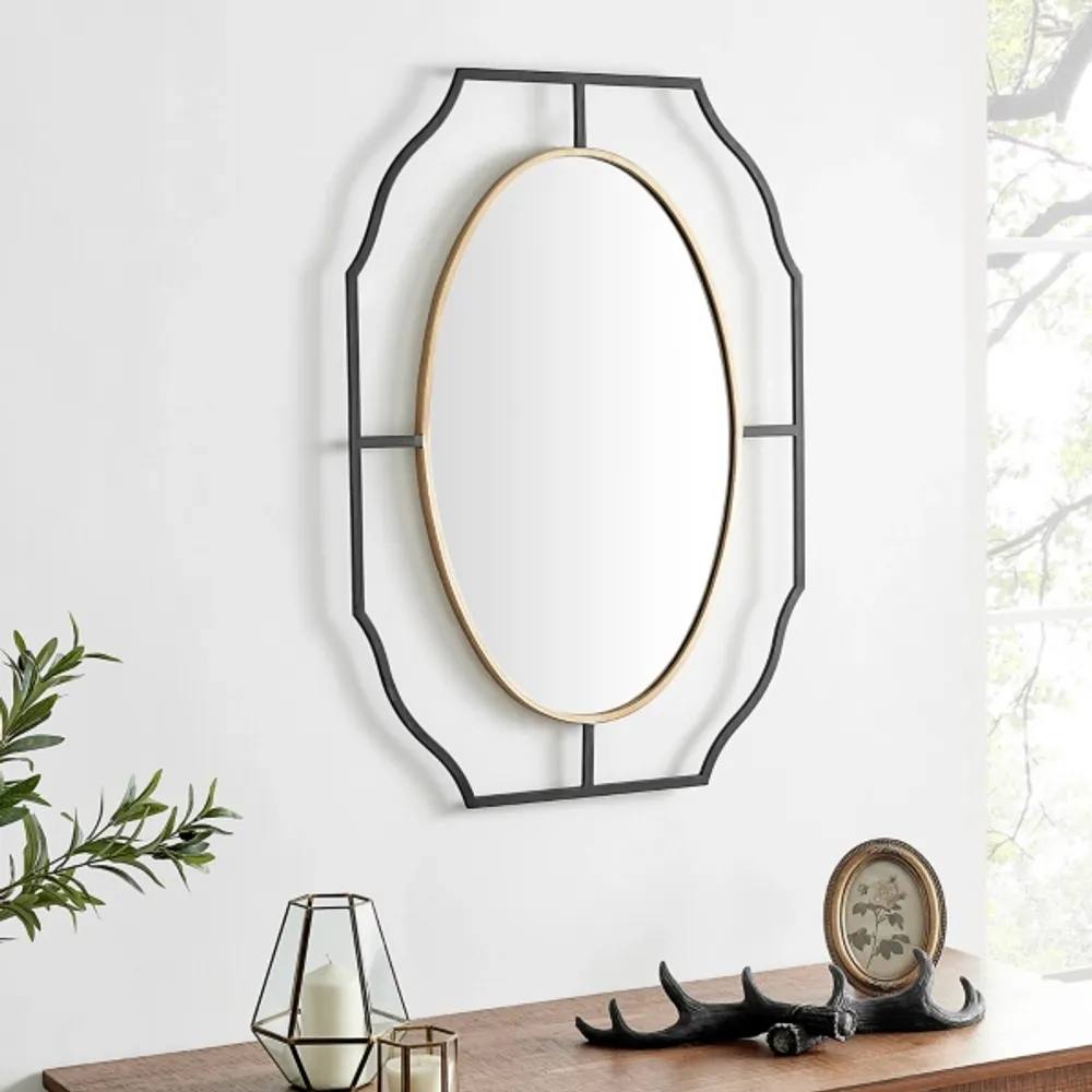 Kirklands Black Gold Scalloped Oval Frame Wall Mirror | Hamilton Place