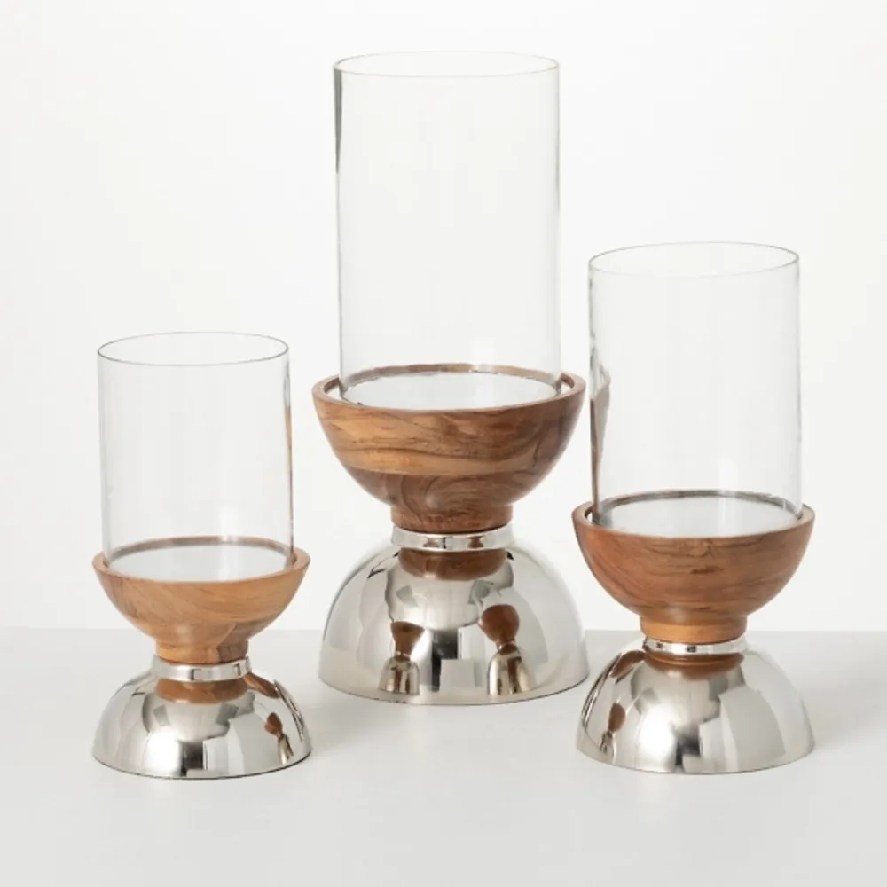 Kirkland's Silver and Wood Pillar Candle Holders, Set of 3 Hamilton Place