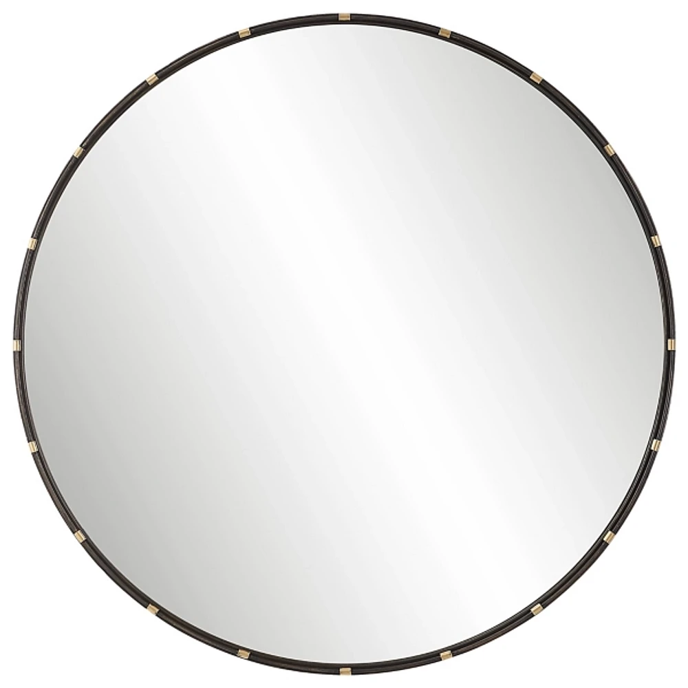 Kirklands Round Dark Bronze and Gold Wall Mirror Hamilton Place