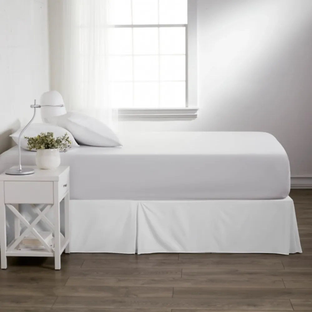 Kirkland's White Pleated Microfiber Queen Bed Skirt Hamilton Place