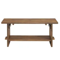 Kirkland's Aged Brown Acacia Wood Board Bench | Hamilton Place