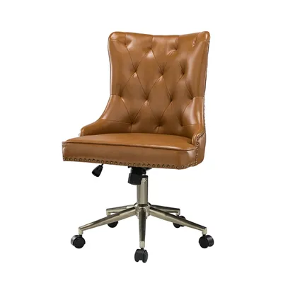 Kirkland's Espresso Tufted Faux Leather Swivel Office Chair | Hamilton
