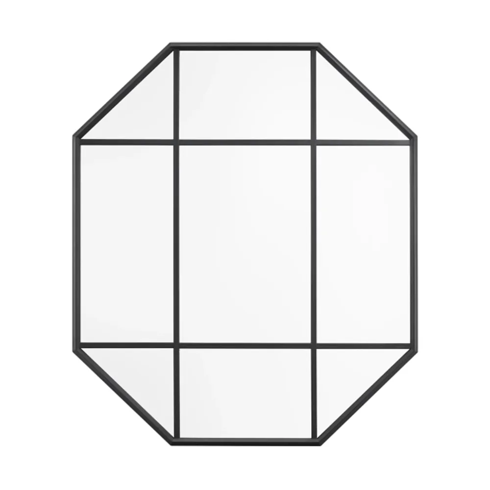 Kirkland's Black Metal Octagon Windowpane Wall Mirror Hamilton Place