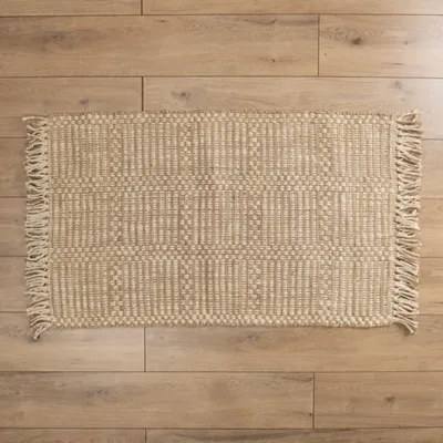 Kirkland's White Cotton and Jute Woven Scatter Rug | Hamilton Place