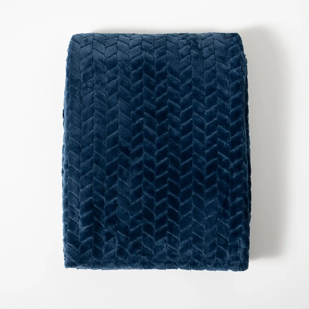 Kirkland's Navy Heavenly Herringbone Plush Throw Alexandria Mall