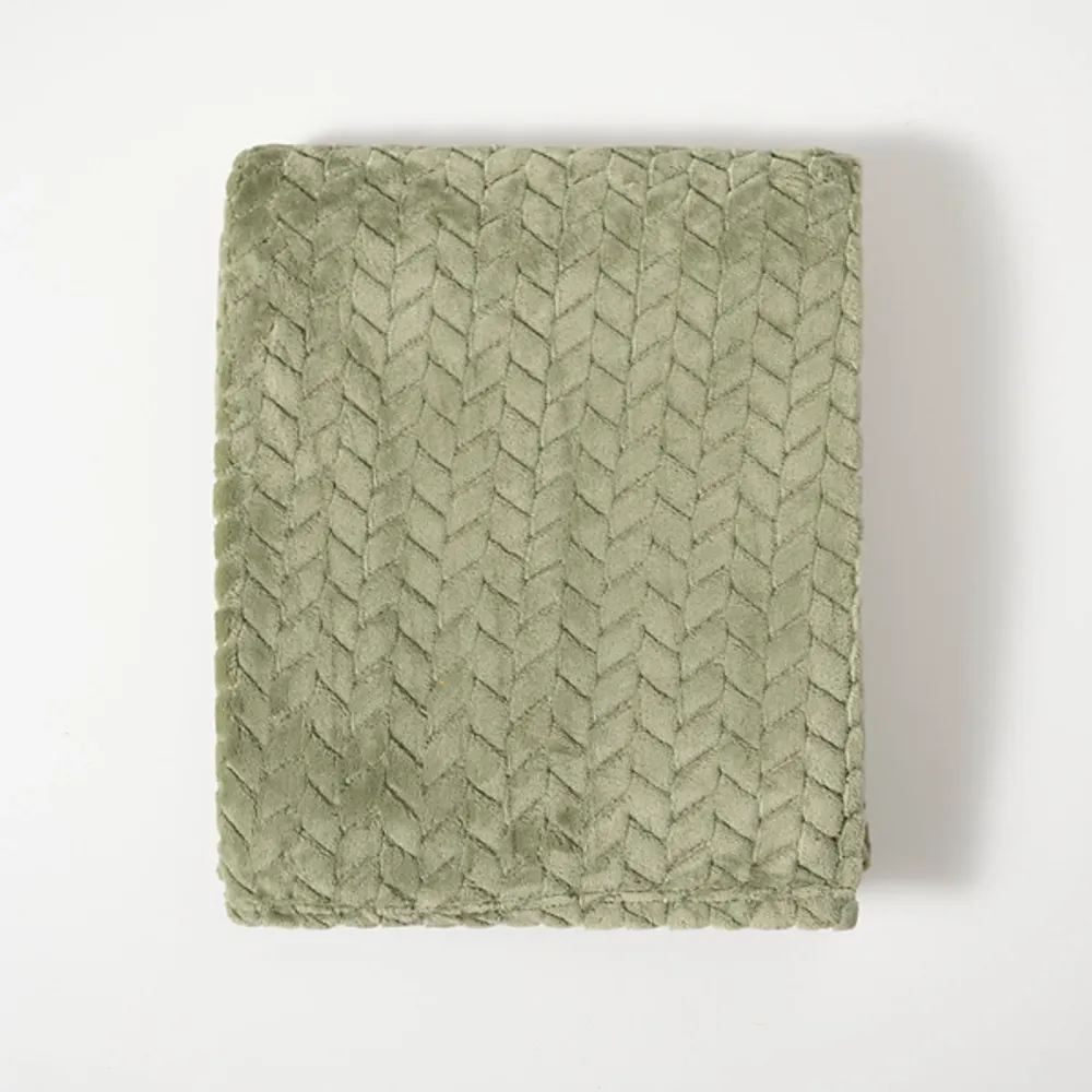 Kirklands Heavenly Herringbone Plush Throw Hamilton Place