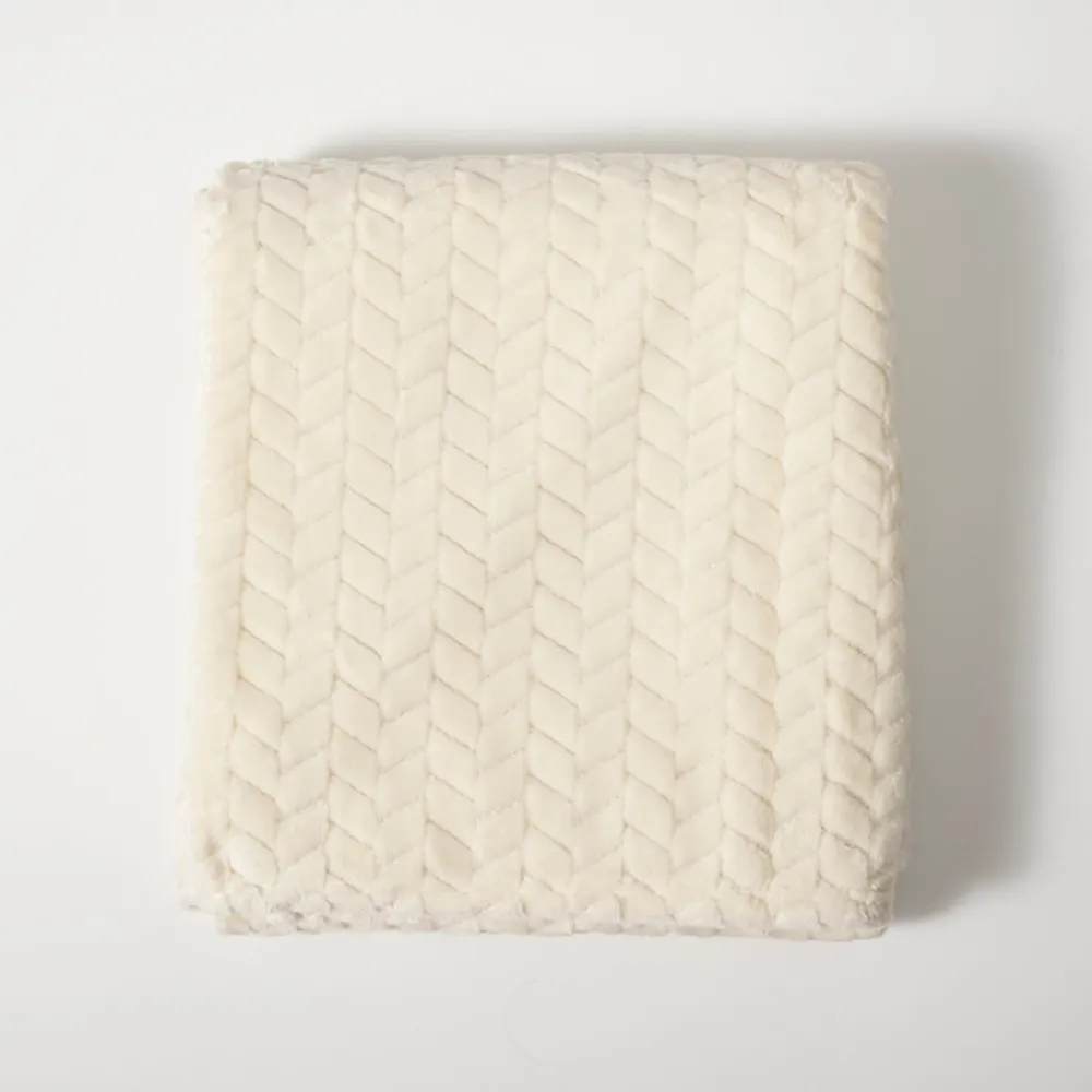 Kirklands White Heavenly Herringbone Plush Throw Alexandria Mall