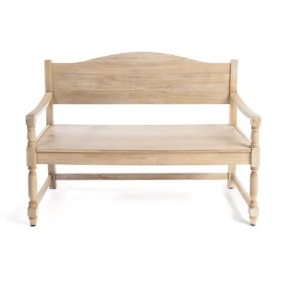 Kirkland's Whitewashed Arched Wood Bench | Hamilton Place
