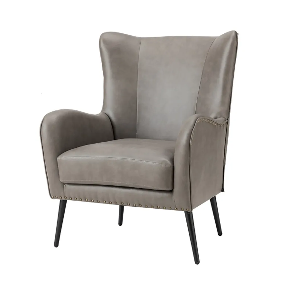 Kirkland's Gray Faux Leather Wingback Accent Chair Hamilton Place
