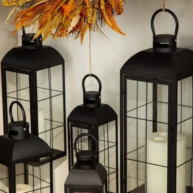 Kirklands Black Metal Windowpane Lantern, 21 in. at Hamilton Place