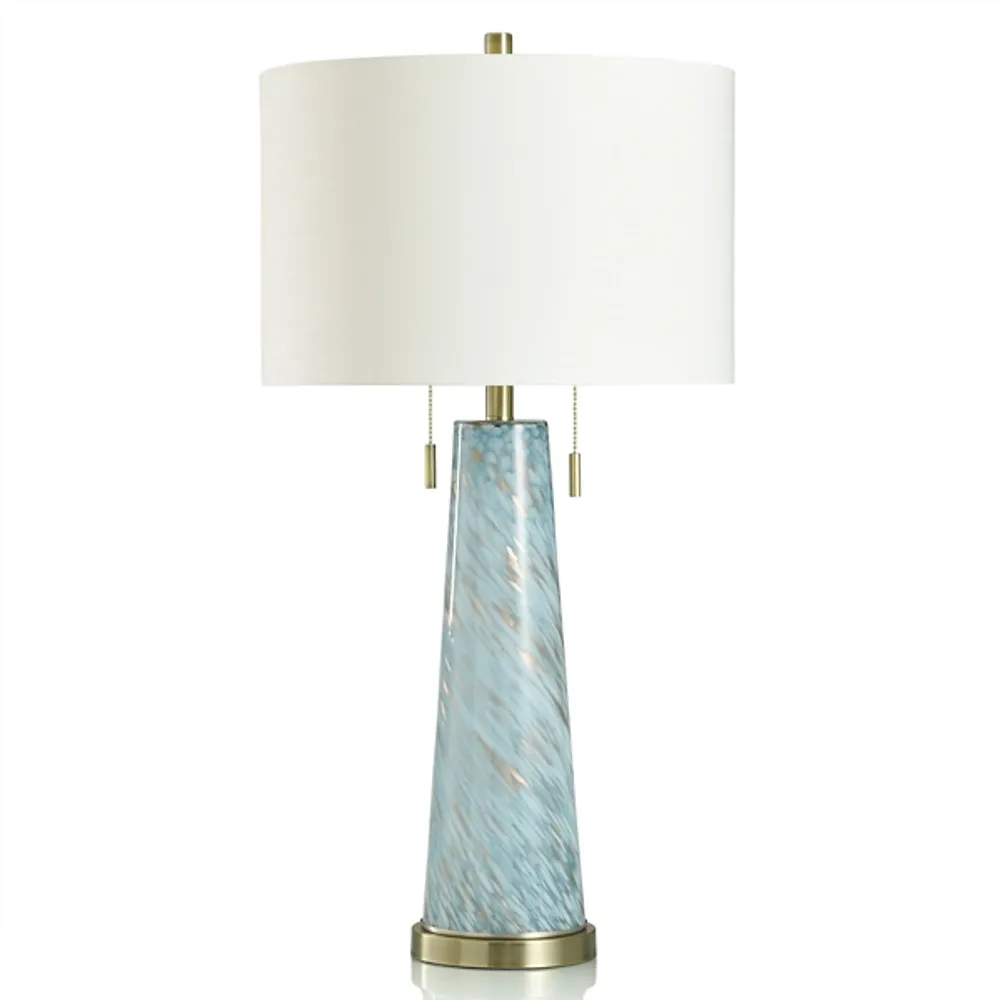 Kirklands Blue and Gold Swirl Glass Table Lamp Hamilton Place