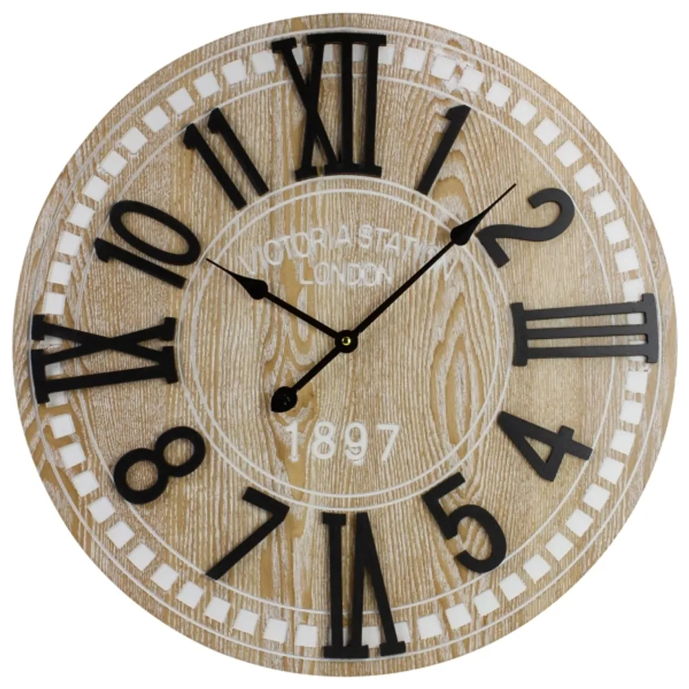 Kirkland's Round Whitewashed Wood Wall Clock Alexandria Mall