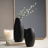 Kirklands Modern Matte Black Ceramic Vases, Set of 2 | Hamilton Place