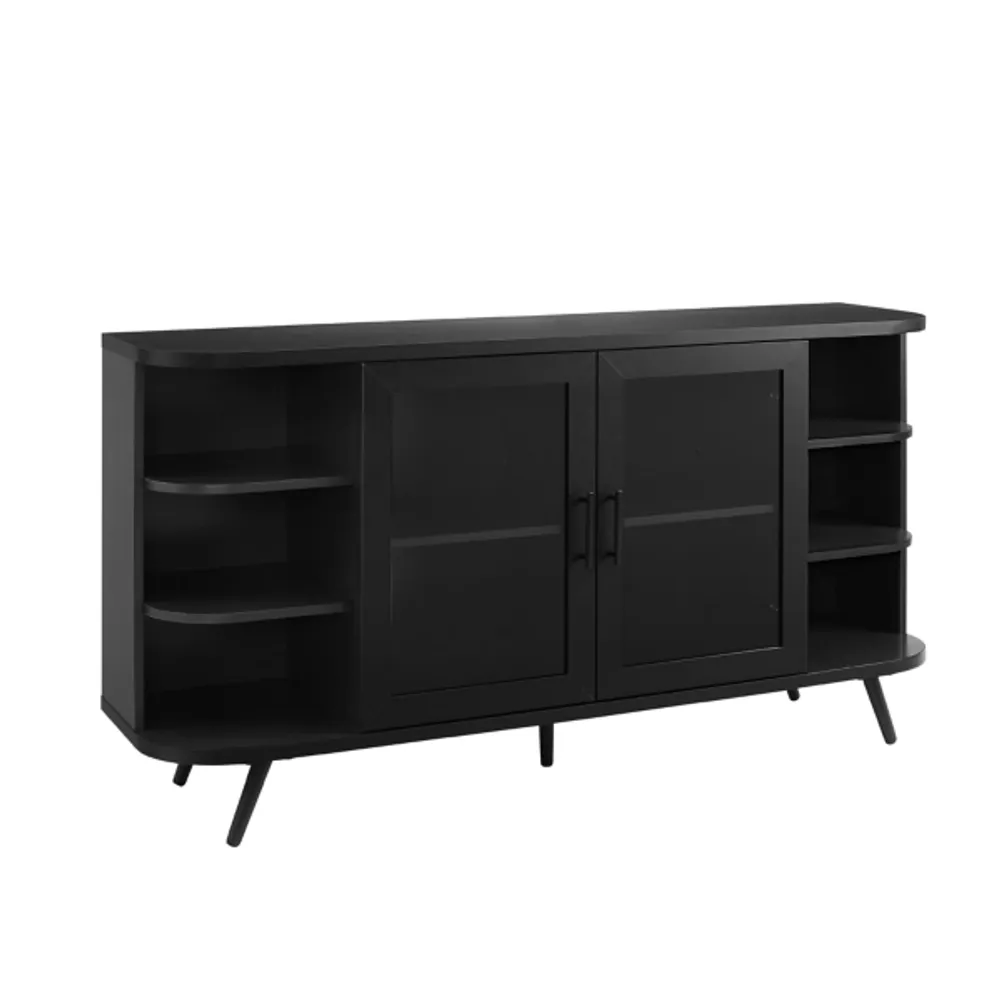 Kirkland's Black Glass Door Curved End Sideboard Hamilton Place