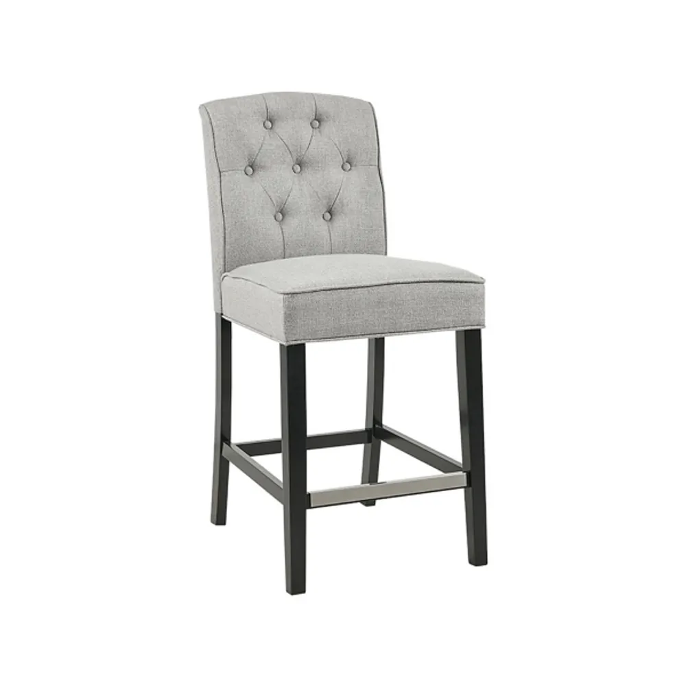 Button Back Stools Kirklands Gray Upholstered Tufted Button Back Counter Stool | Hamilton ...