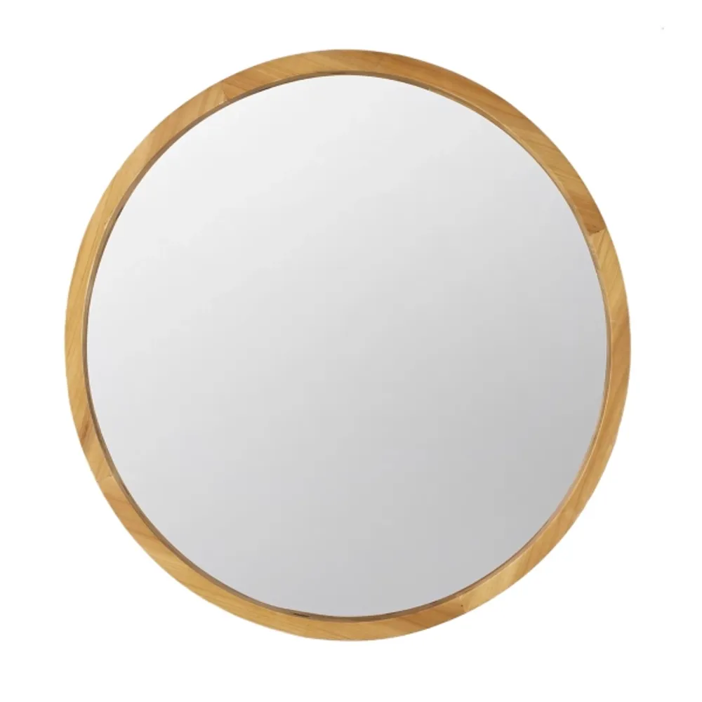 Light wood round deals mirror