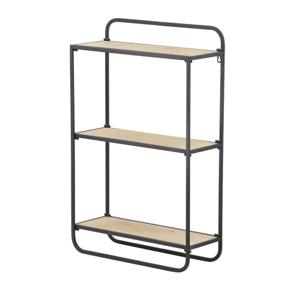 Kirkland's Black Metal and Wood 3Tier Wall Shelf Alexandria Mall