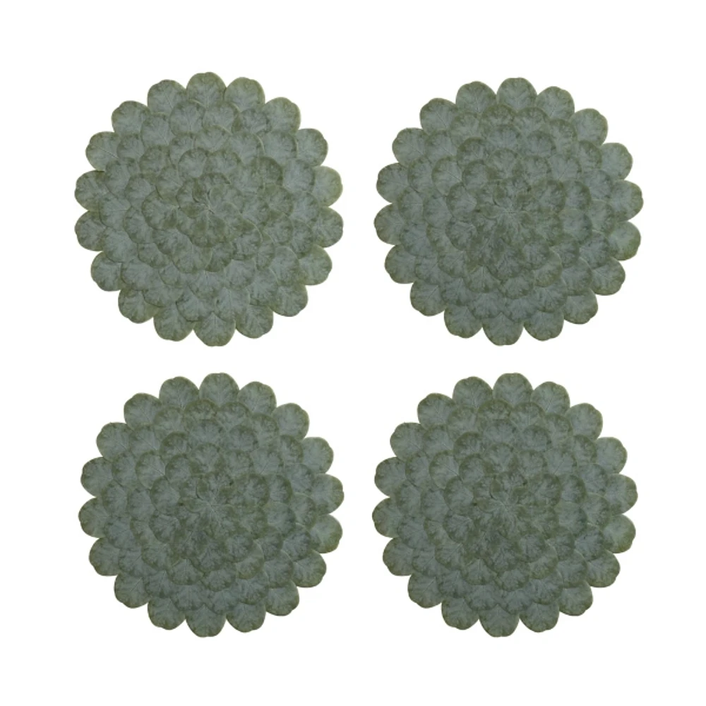Kirklands Round Eucalyptus Leaves Placemats, Set of 4 Hamilton Place