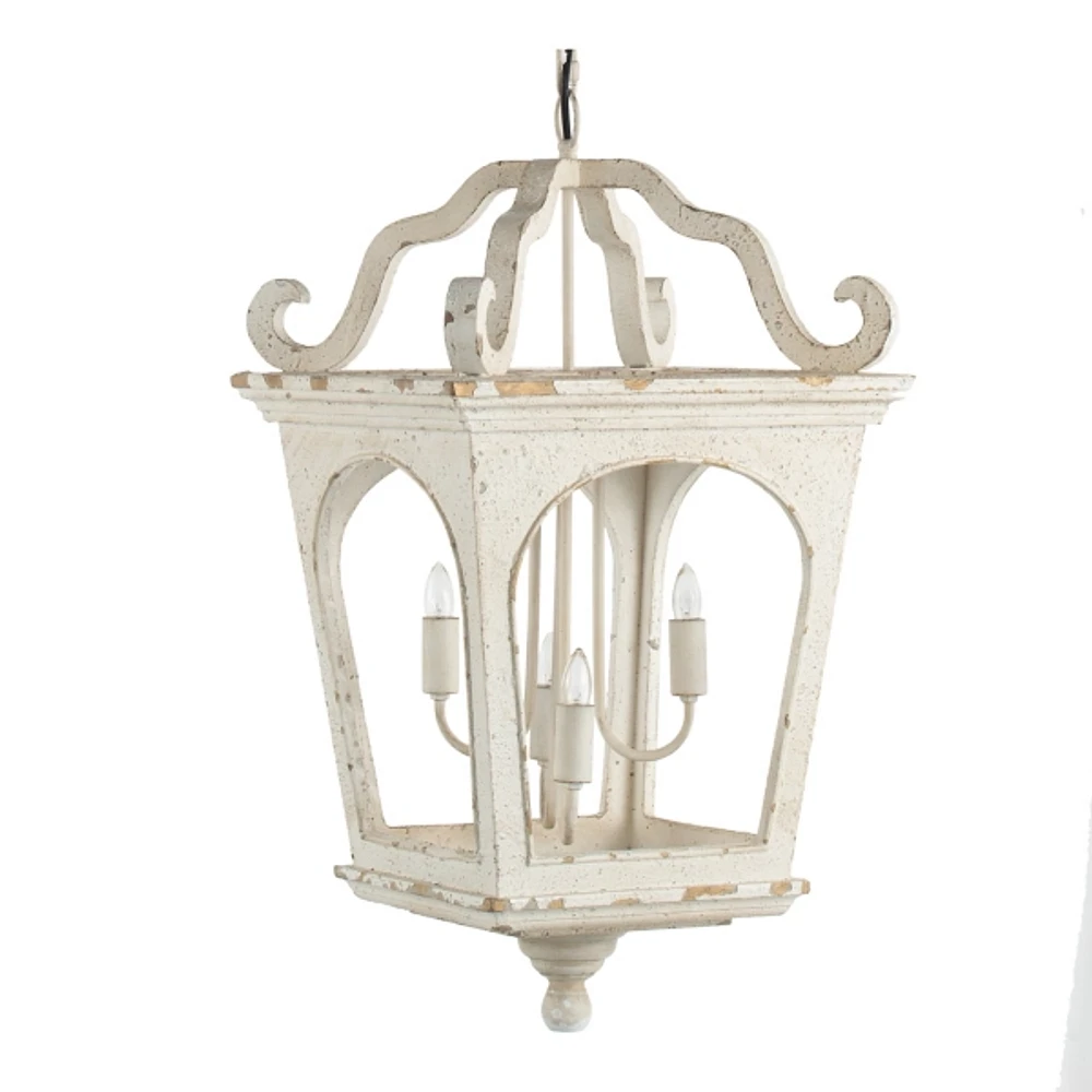 Kirklands Distressed White Carriage Pendant Light Photo Inspiration