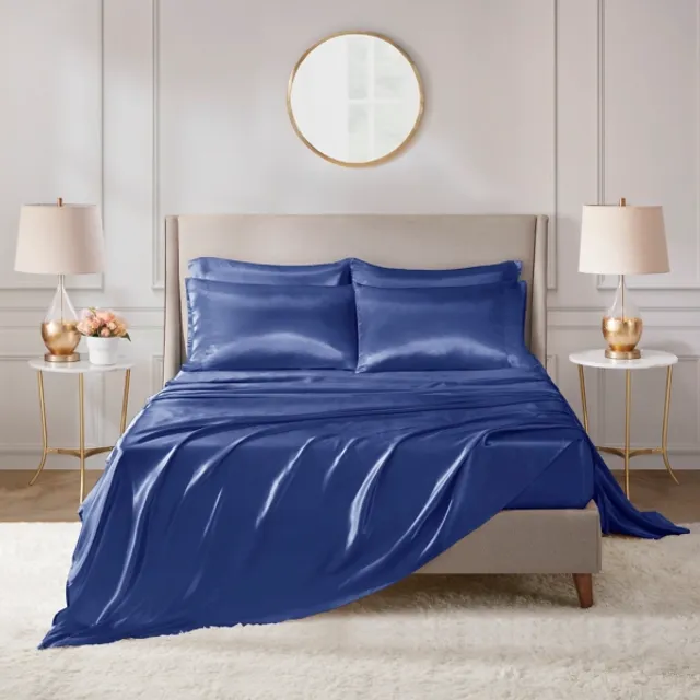Kirklands Navy Blue Satin 6-pc. Queen Sheet Set at Hamilton Place in ...