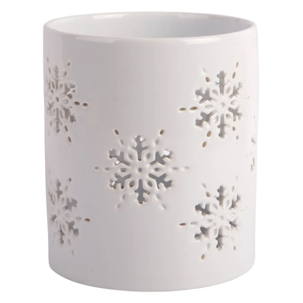 Kirkland's White Pierced Snowflakes Utensil Crock Hamilton Place