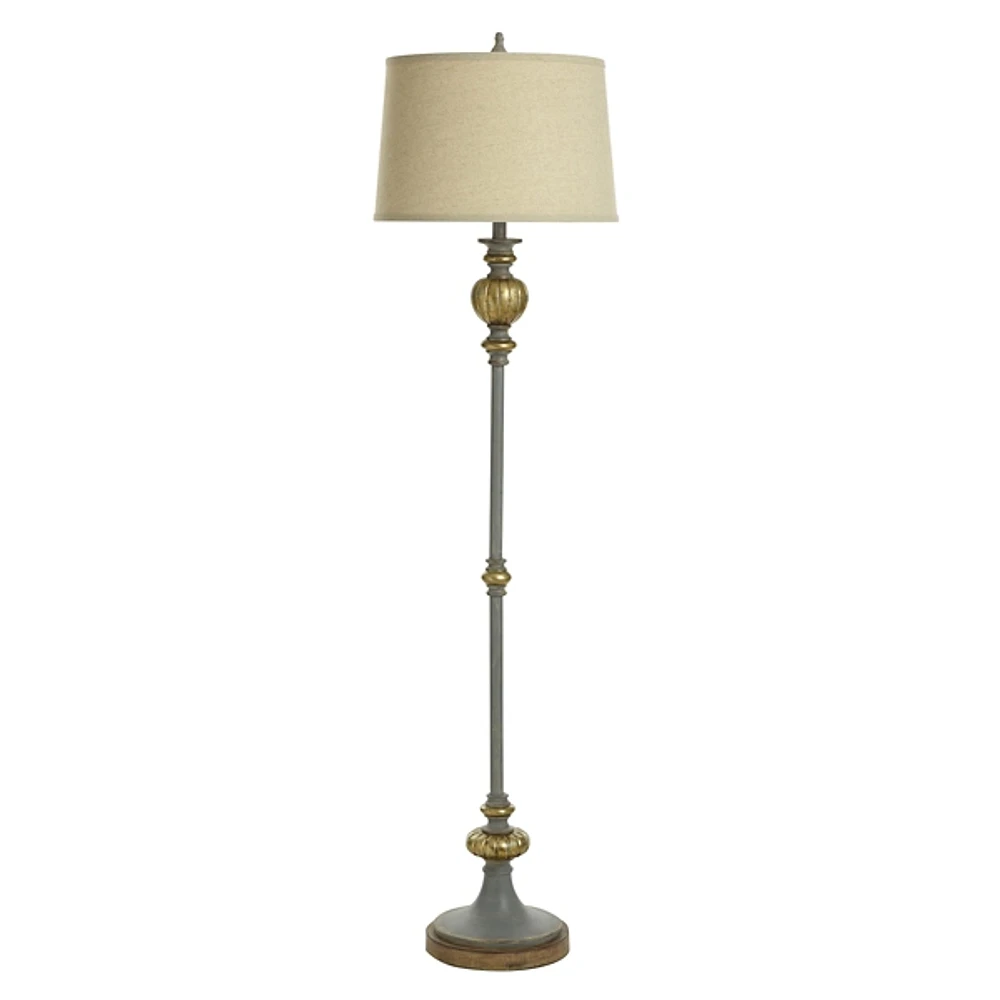 Kirklands Traditional Gray and Aged Gold Floor Lamp Hamilton Place