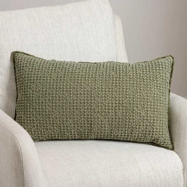 Kirklands Sage Waffle Texture Lumbar Pillow at Hamilton Place in