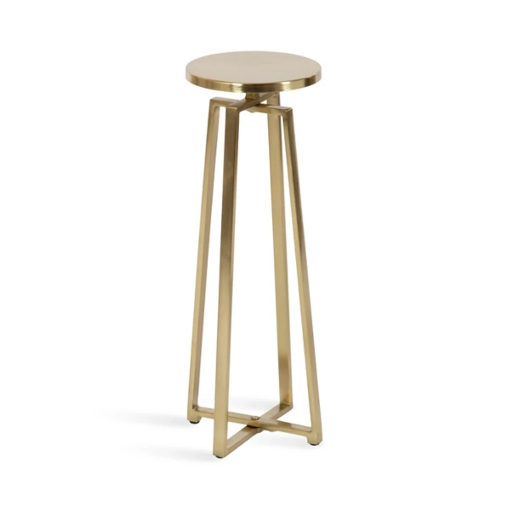 Kirklands Round Zia Gold Metal Accent Table | Hamilton Place