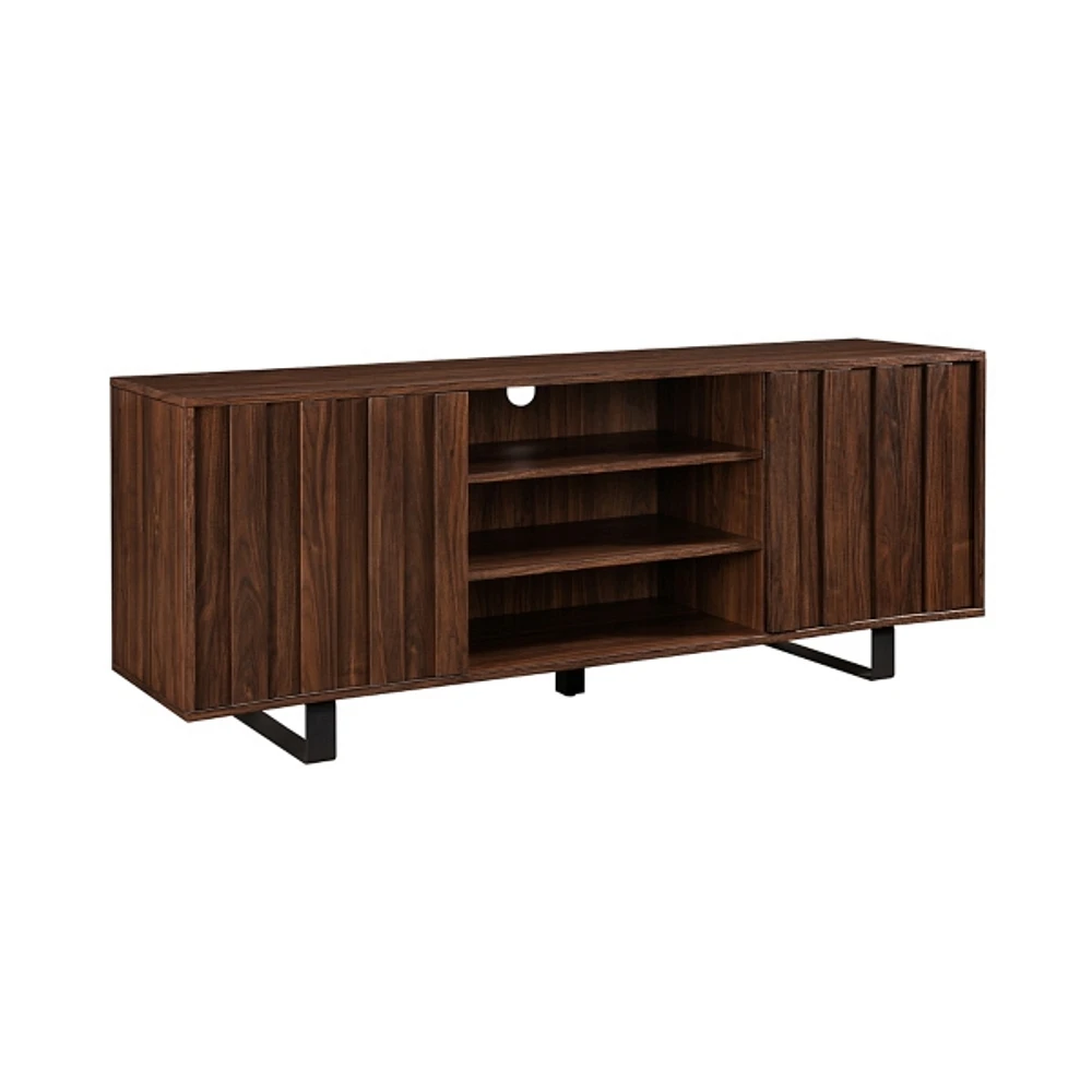 Kirklands Dark Walnut Grooved Media Cabinet | Hamilton Place