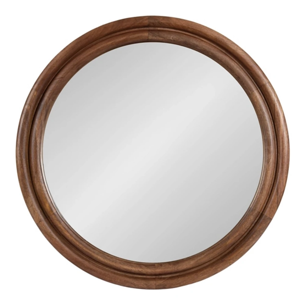 Kirklands Walnut Wood Ribbed Round Wall Mirror Hamilton Place