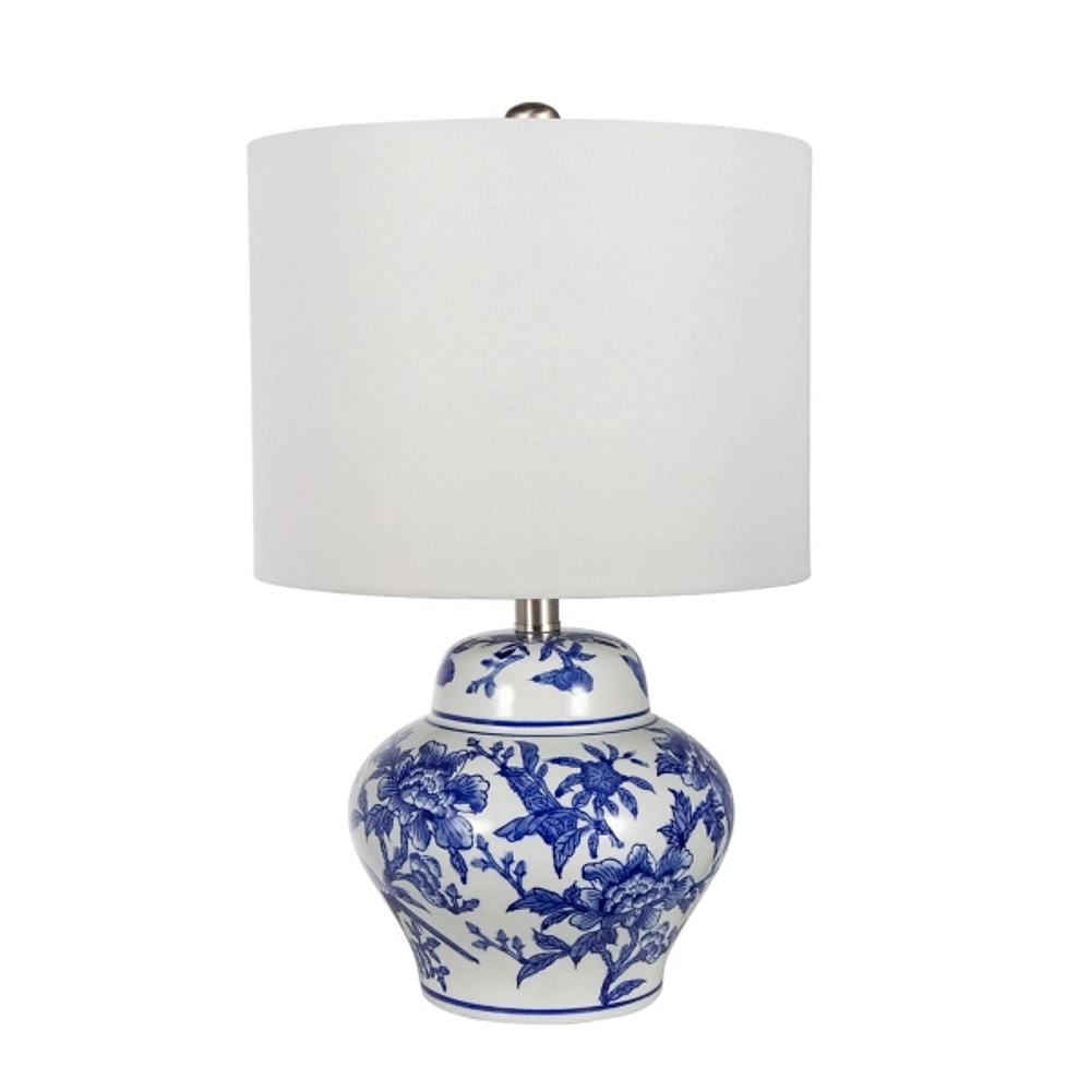 Kirklands Blue & White Floral Ceramic Table Lamp | Hamilton Place