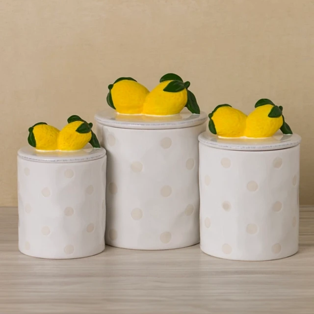 Kirklands Lemon Lid Canisters, Set of 3 at Hamilton Place in