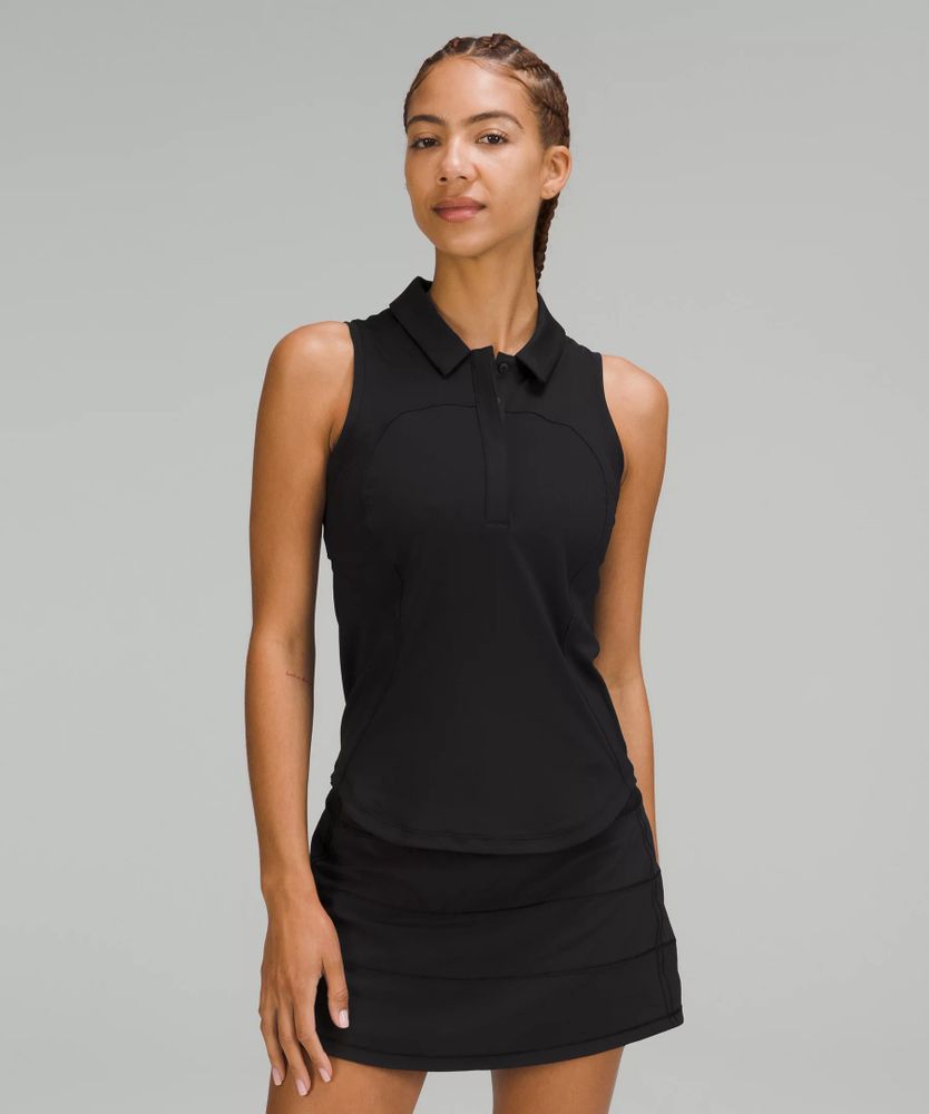 Black 2025 sleeveless polo