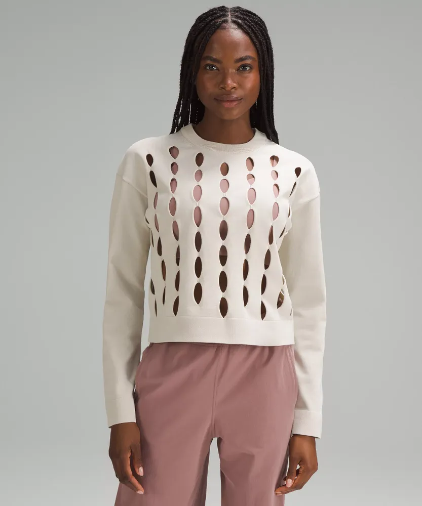 Open-Hole Mesh Knit Pullover | Women's Hoodies & Sweatshirts