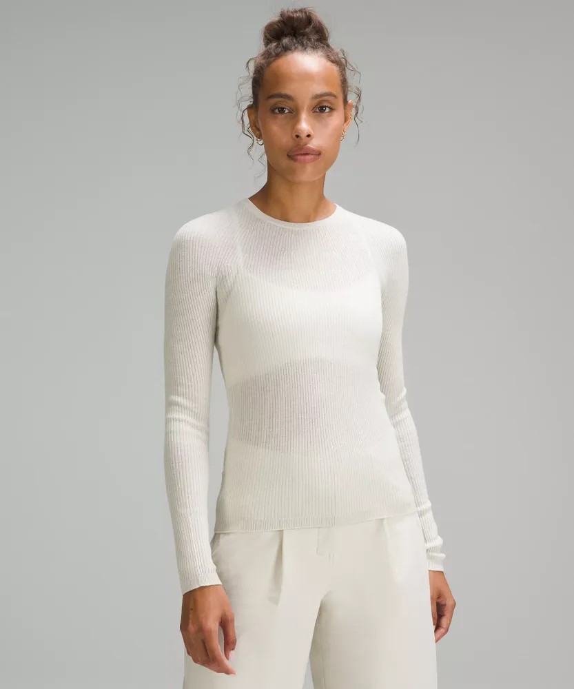 White ribbed 2025 sweater women's