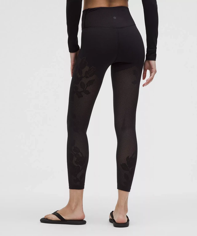 ★lululemon★花柄メッシュ★RevealKnit ハイライズタイト7/8★ Lululemon RevealKnit Floral High-Rise 7/8 Tight - Black
