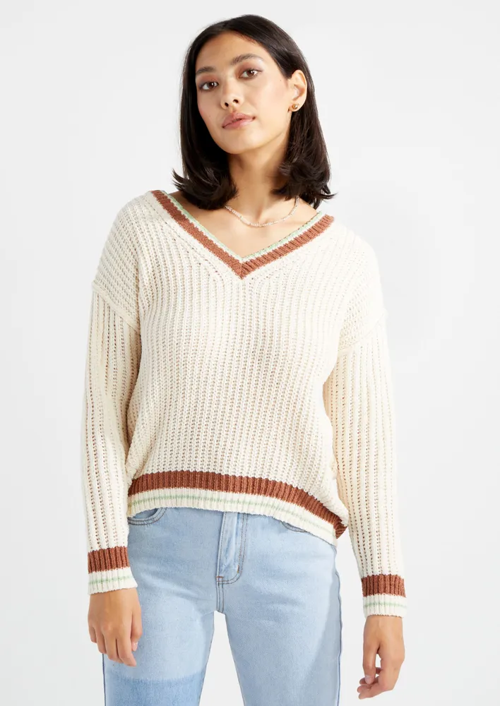 V neck chenille on sale sweater