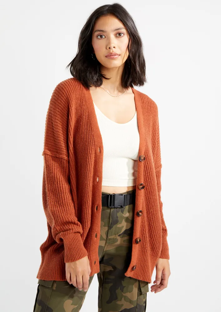 Burnt orange cardigan sale