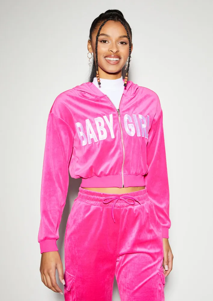 Rue21 Baby Girl Velour Zip Up Crop Hoodie Foxvalley Mall