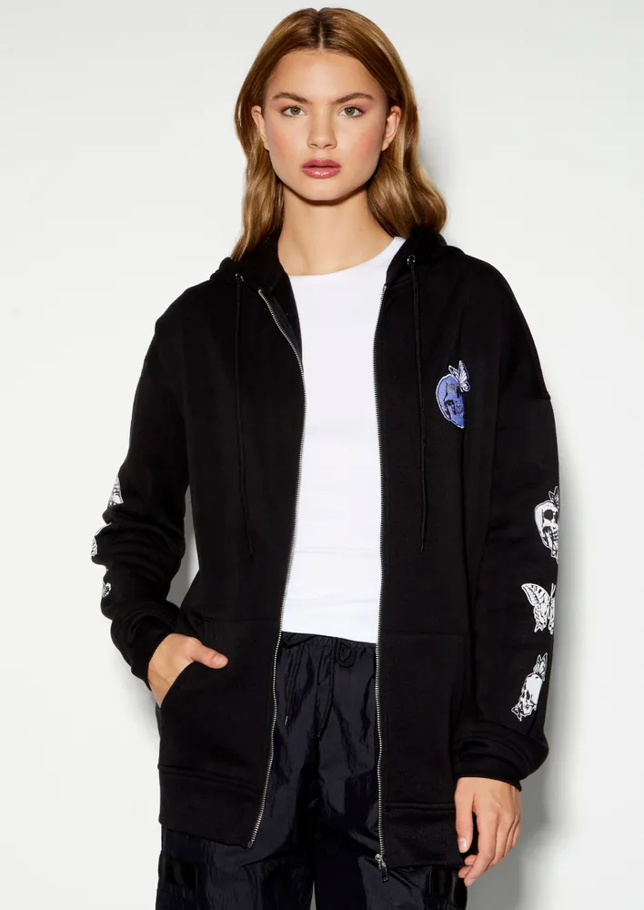 Embroidered zip 2024 up hoodie