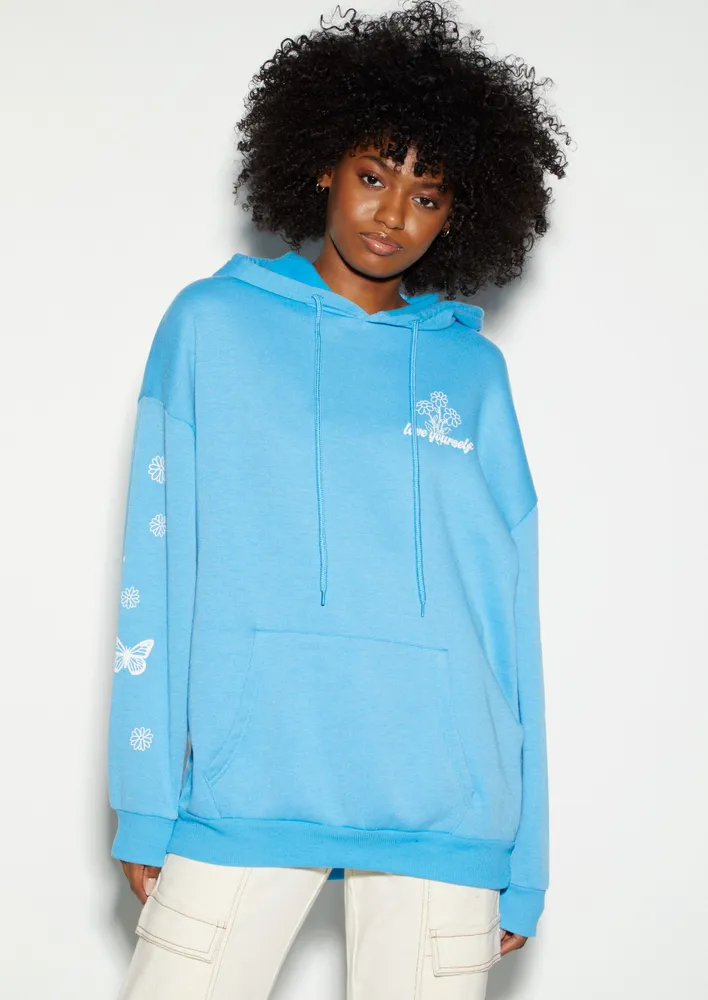 Rue21 Blue Love Yourself Graphic Hoodie Pueblo Mall