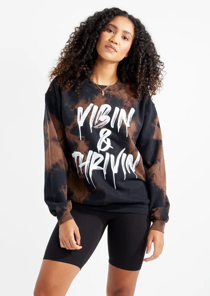 Rue21 Bleach Wash Vibin And Thrivin Graphic Sweatshirt Pueblo Mall