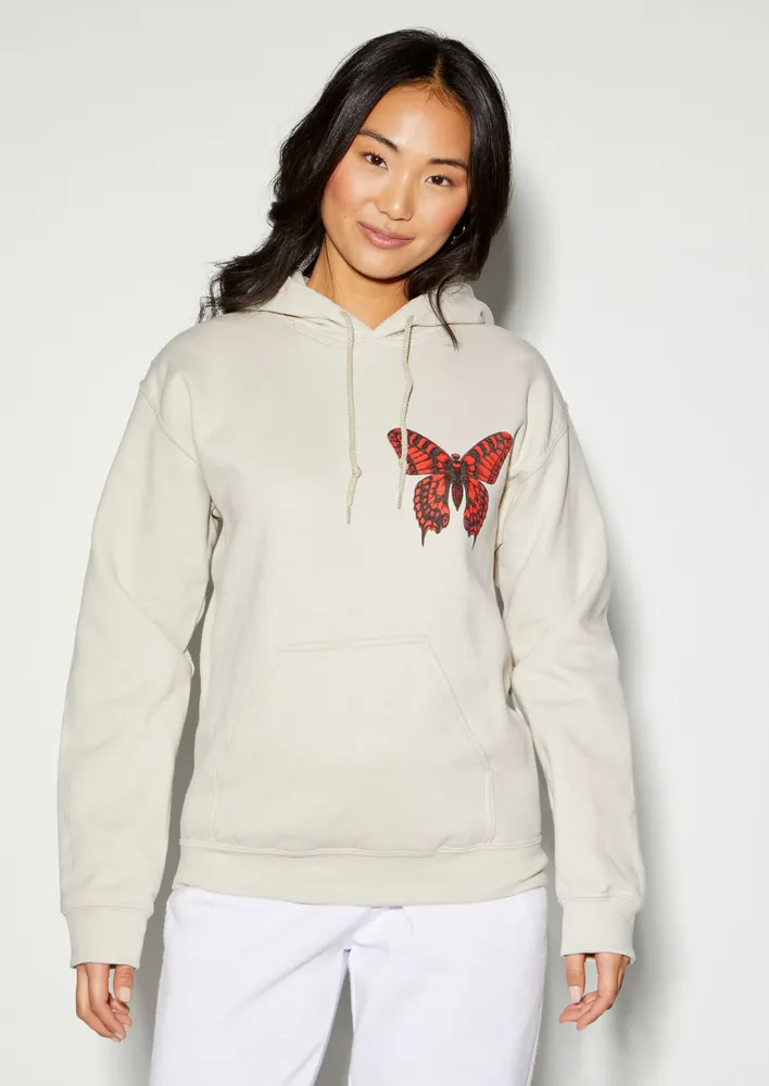 White sweatshirt with cheap butterfly