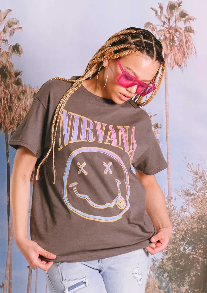 Rue21 Gray Nirvana Smiley Graphic Tee | Hamilton Place