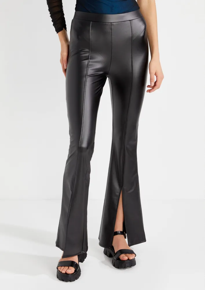Rue21 Faux Leather Slit Front Flare Pants | Pueblo Mall