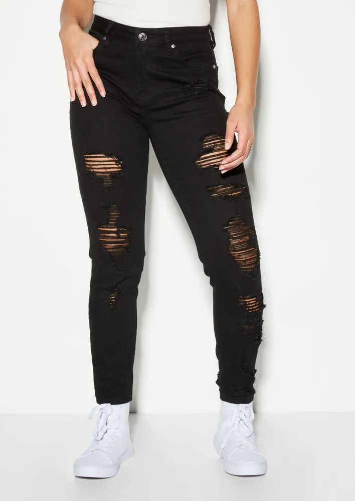 Black best sale destroyed jeggings